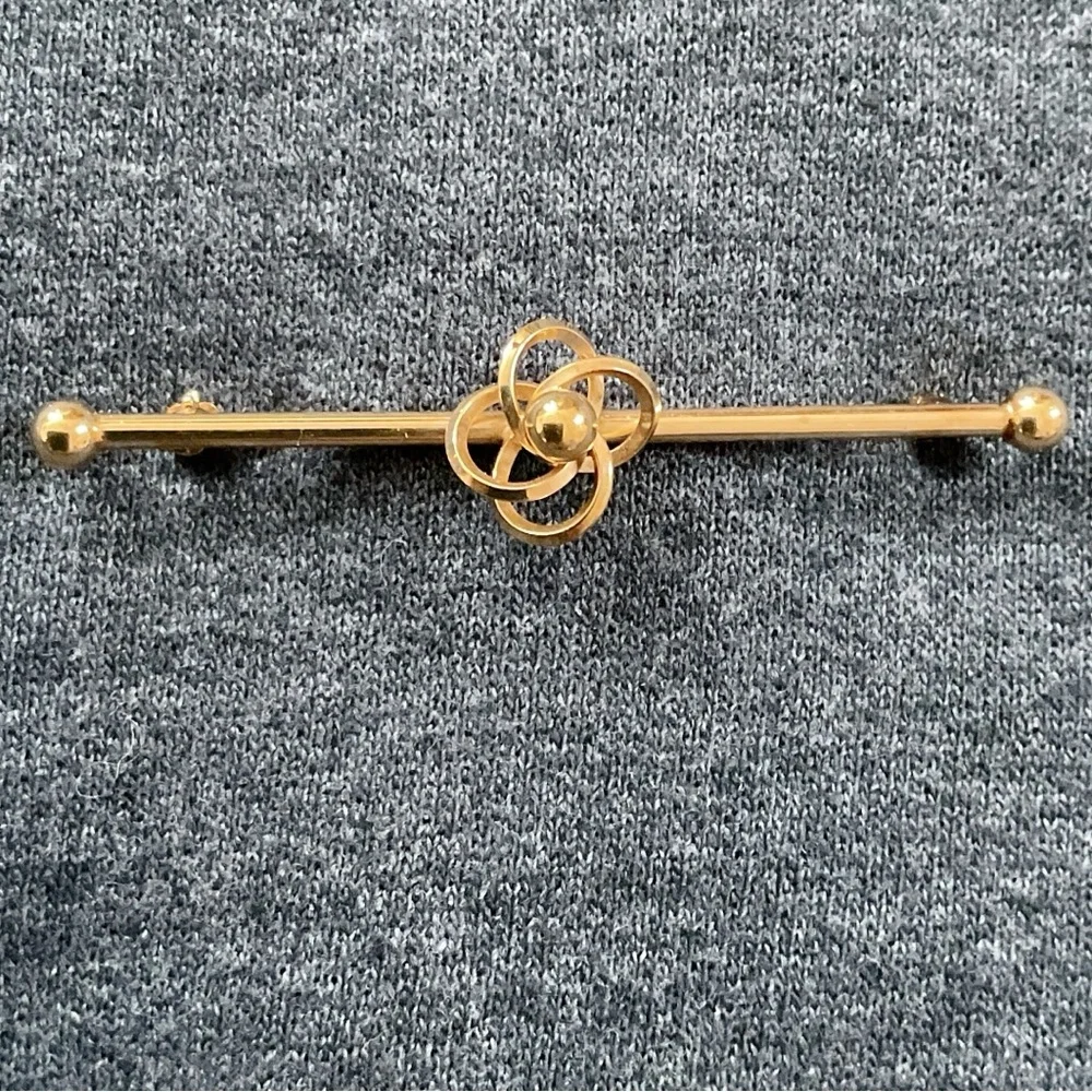 Vintage Van Dell 12K Gold Filled Bar Brooch Knot Mid Century